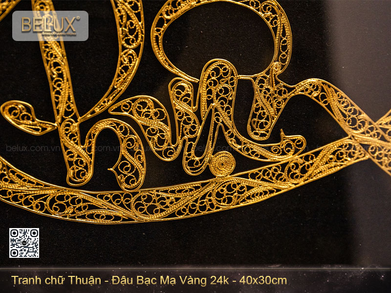 Tranh chữ Thuận - đậu bạc mạ vàng 24k&nbsp;